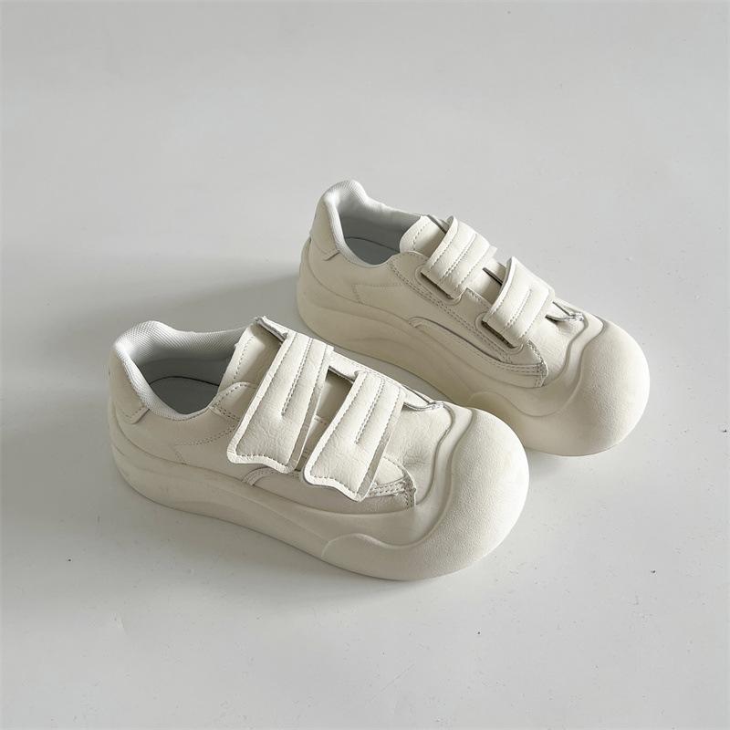 Versatile Round Head Velcro Heightened Platform White Shoes Women's New Summer Lightweight Low-top Sports Shoes In 2025