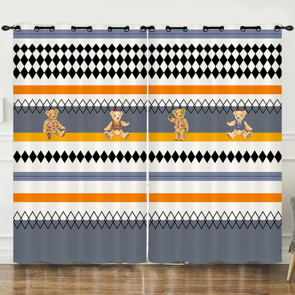 

3D Свежая Печать Простая Цифровая Печать Штора Затемняющая На Люверсах 97cm*114cm*2