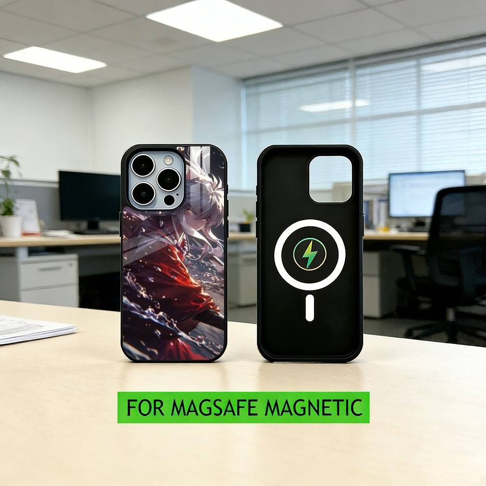 Inuyasha Silhouette Red Katana Anime Phone Case For iPhone17,16,15,14,13,12,11 Plus,Pro Magnetic For Magsafe Wireless Charging