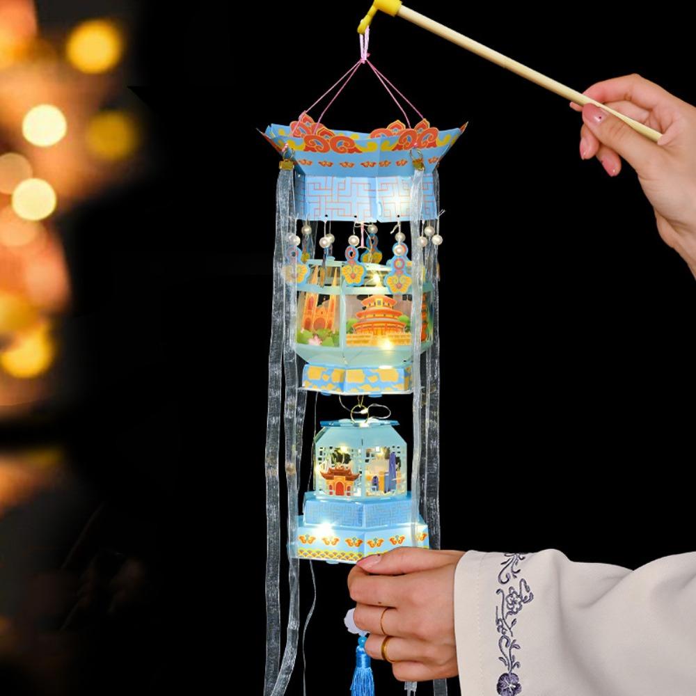 

3D Ручной фонарь в древнем стиле Ручной работы Детский DIY Фонарь Материал Сумка Дети Style1