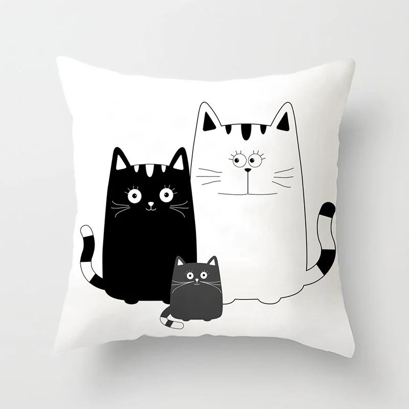 Lustig Niedlich Schwarzer Liebhaber Katze Kissenbezug Kissen Polyester Sofa Auto Wohnzimmer Schlafzimmer Heimdeko