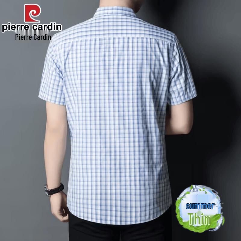 Pierre Cardin Men's Short Sleeve Plaid Wrinkle-Free Shirt