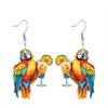 Cute Parrot Lemon Drink Acrylic Earrings for Women Chic Fashion Earrings Animal Earrings Female Versatile Earrings Holiday Gifts for Best Friends