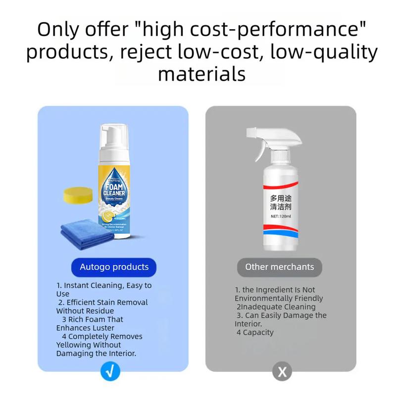 Multipurpose Foam Cleaner For Car Interior Foam Cleaner With Sponge Leather Seats White Shoes Stain Remover Non-Rinse Foam