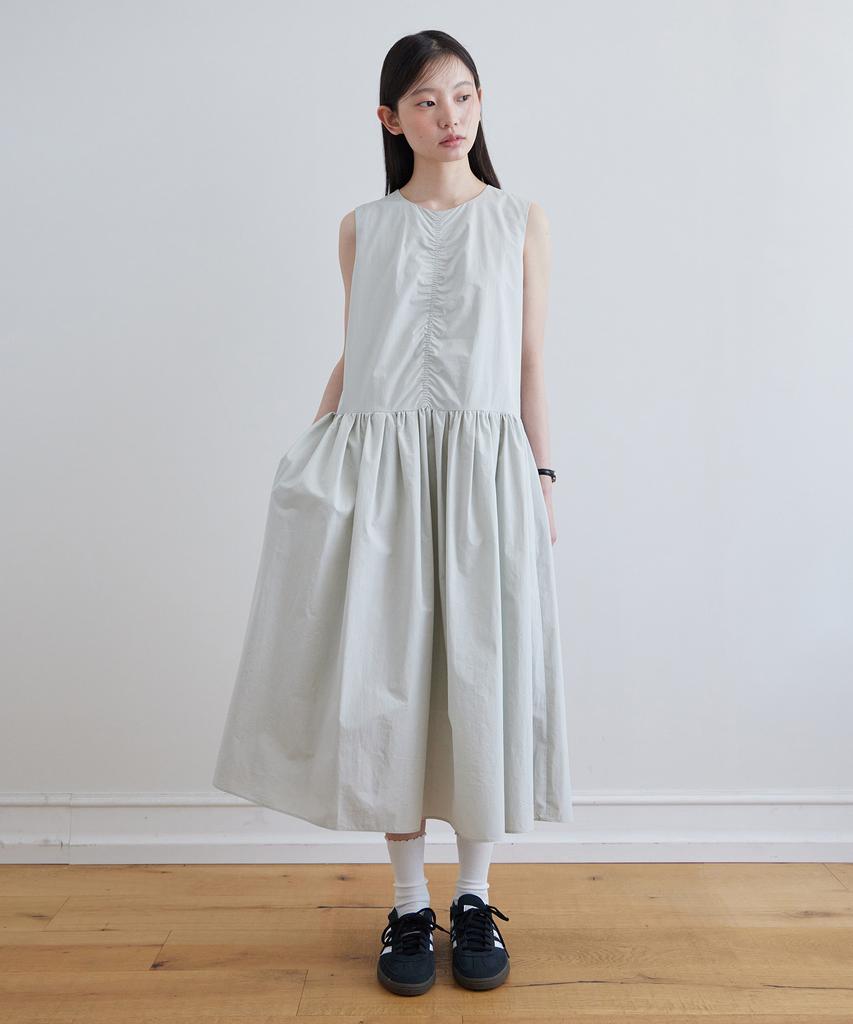Step Around Pleated Sleeveless One-Piece_Mint Gray