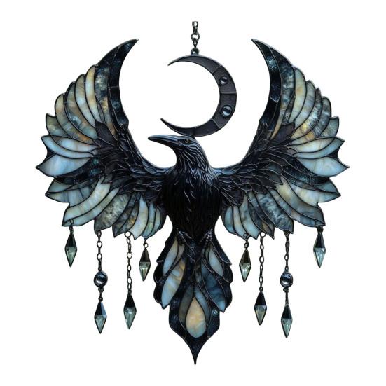 

Акриловый ловец солнца Полумесяц Ворон Легкий Легко повесить Подвеска Ворон Дизайн Домашний декор Подвеска для окна чёрный