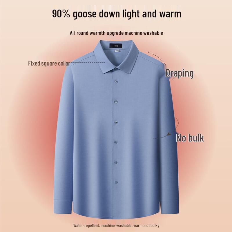 Shanshan Men's 90% Goose Down Modal Fleece Lined Winter Shirt