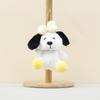Dog Plush Playful Keychain With Cute Bow Design Adorable Soft Toy Doll In Pink Yellow Green Purple