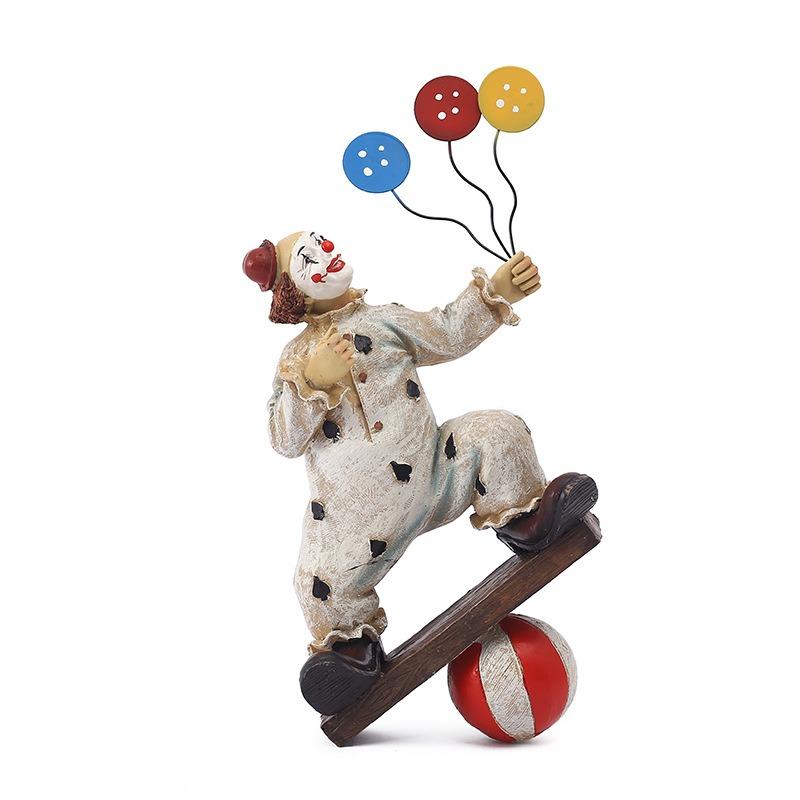 Nordic Circus Clown Figure Decoration Home Creative Decoration Desktop Entrance Foreign Trade Resin Crafts Wholesale Ornament