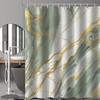 Green Gold Shower Curtain for Bathroom, Sage White Light Green Luxury Boho Shower Curtain Set, Marble Texture Fabric Modern