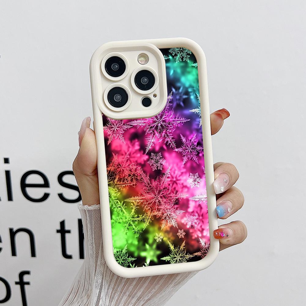 Winter Snowflake Mobile Cell Phone Case for iPhone 17 16 15 14 13 12 11 Air Pro Max Plus Thicken TPU Colorful Cover Luxury Cover