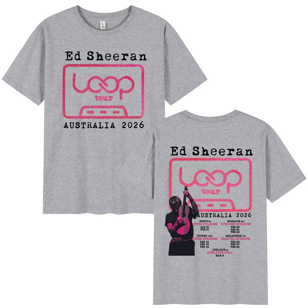 Ed Sheeran Loop Tour Australia Tour Merch T-shirt Men's Women Clothing Fashion Hip Hop Cotton Oversized T Shirts