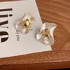 Silver Color Petals Flower Stud Earrings for Women Fashion Irregular Golden Bud Flower Earing Jewelry Accessories