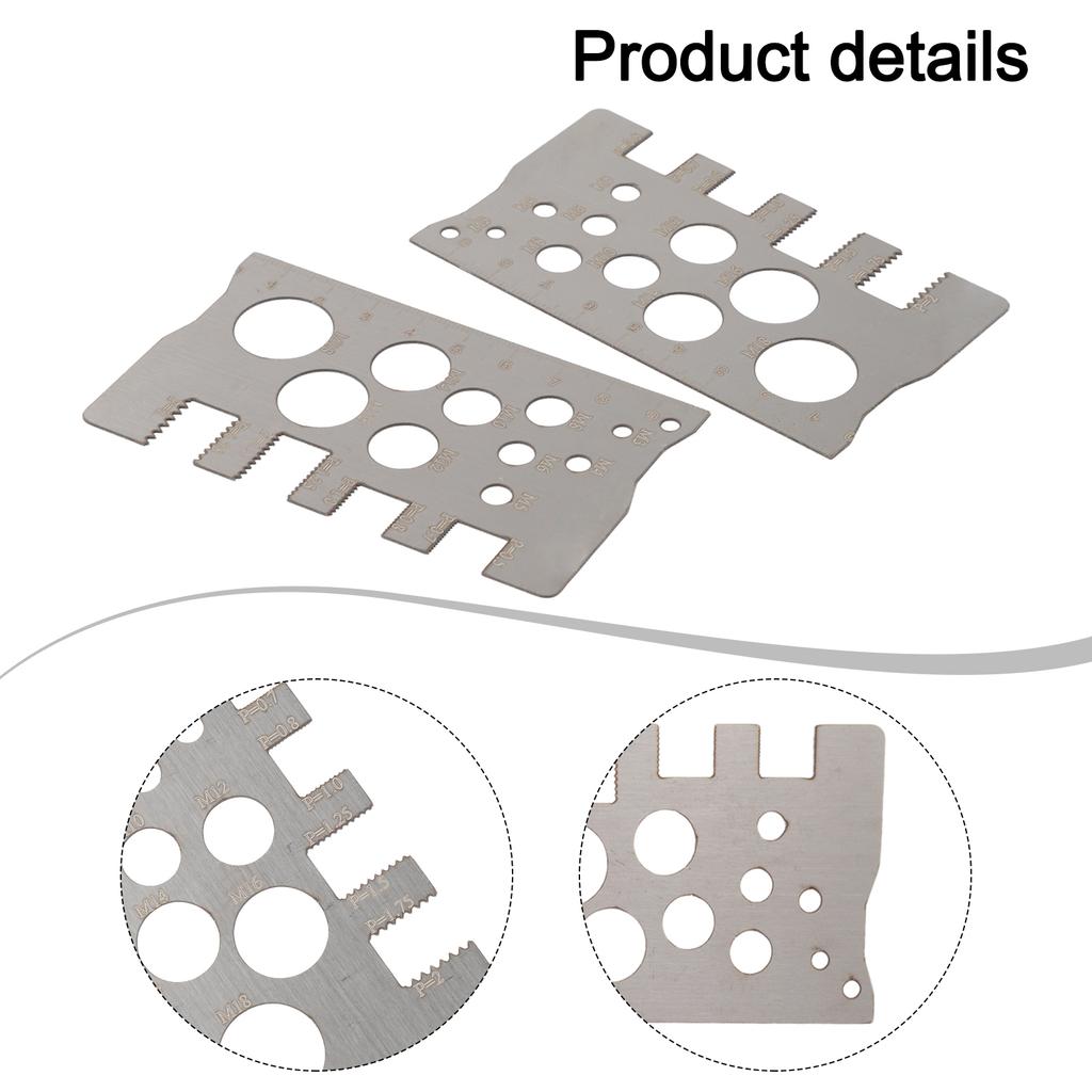 2 Pcs Screw Thread Pitch Gauge Ruler Measuring Tool Bolt Nut Metric Stainless Steel Screw Cutting Gauge Angle Model Measuring
