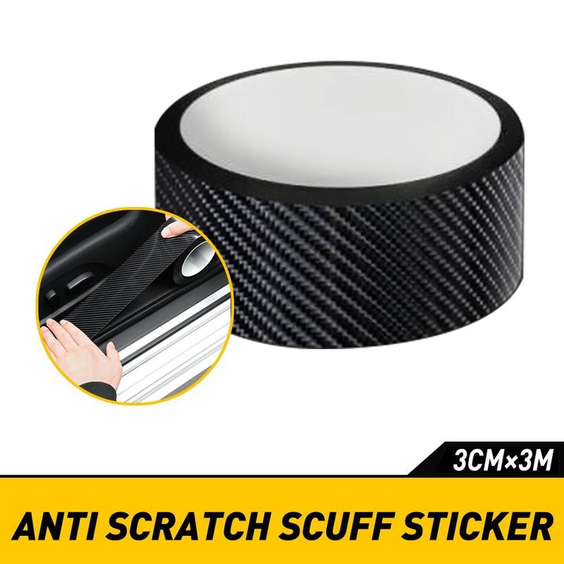 Carbon Fiber Vinyl Car Door Sill Scuff Cover Plate Sticker Protector EOA Carbon Fiber-3CMX3M