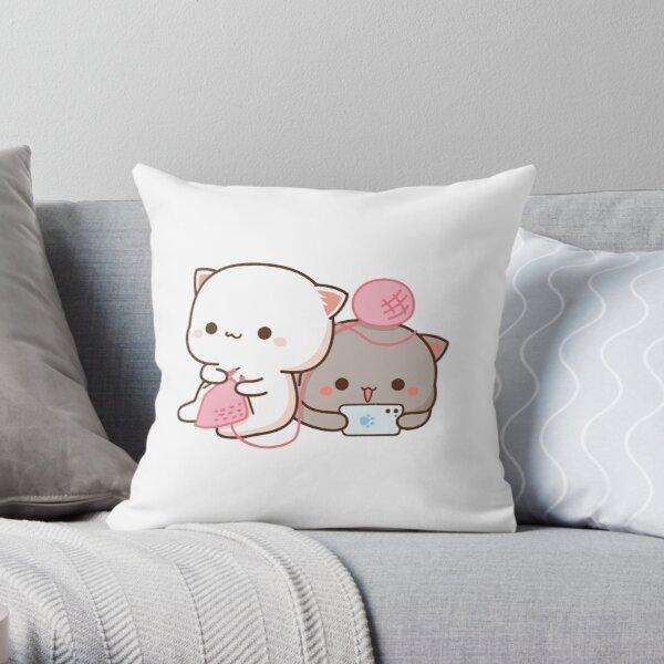 Mochi Peach Cat Print Pillowcase Anime Decorative Pillow Pillowcase Cover Mocha Cushion Cover Cartoon Pillow
