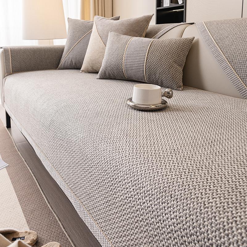 Japanese-Style Cotton And Linen Sofa Cushion, Non-Slip Sofa Cover, All-Season Universal Backrest Cover Cloth Towel