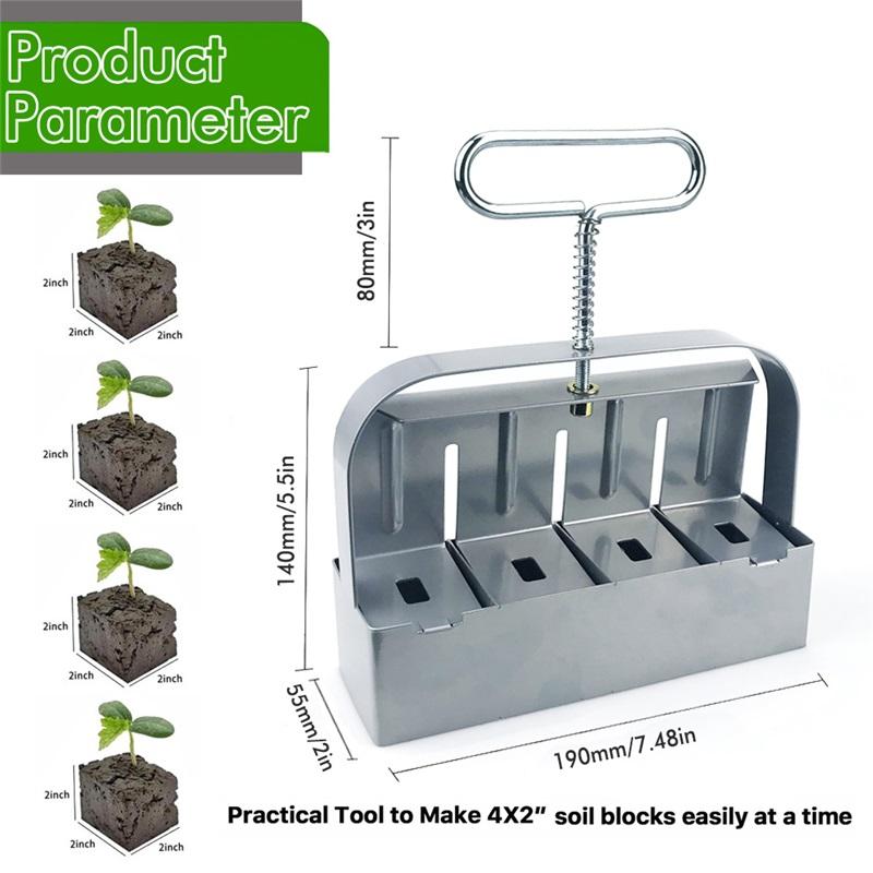 New Handheld Seedling 4 Soil Block Maker 2 Inch Soil Blocking Tool for Garden Prep Seedlings Cuttings Greenhouse Garden Supplies