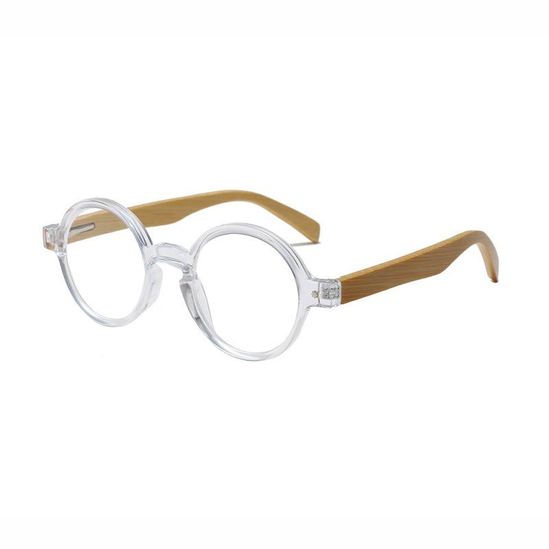 New Retro Bamboo Round Reading Glasses with Smart Zoom & Spring Temple in Hong Kong Style