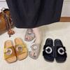 Summer 2025 New Rhinestone Open-toe with Cool Slippers and High-end Versatile Flat Women's Shoes