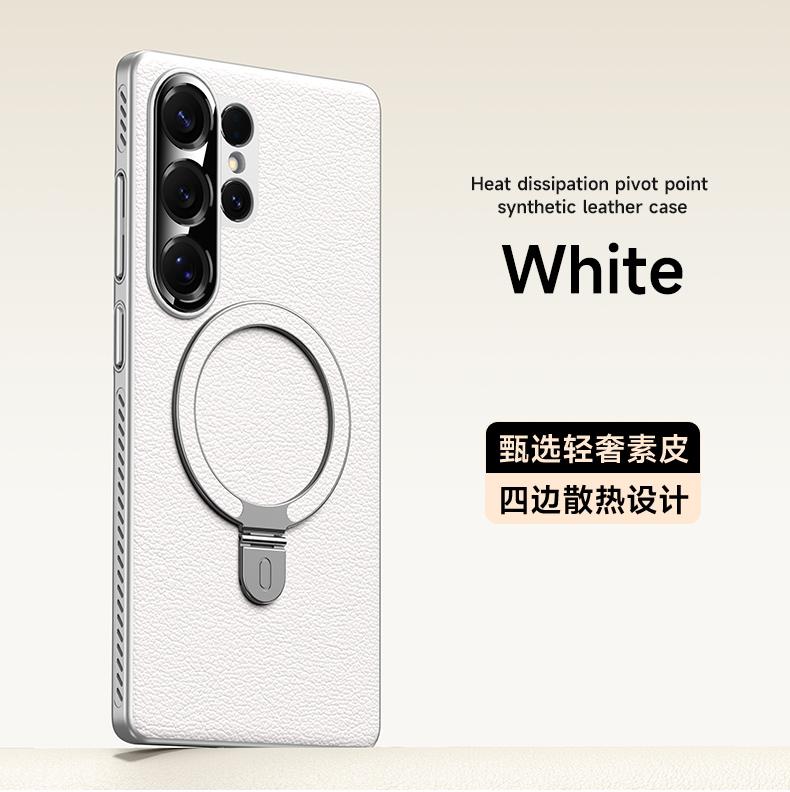 Heat Disspation 360 Rotatable Metal Stand Case For Samsung Galaxy S24 Ultra / S25 Ultra Vegan Leather Cover Eco-Friendly Shell