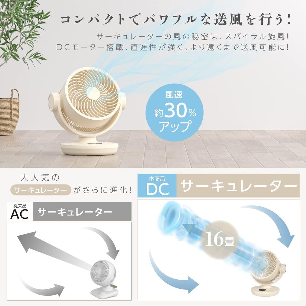 Circulator DC Motor Fan Saving Measures Swivel Living with Remote Powerful Air 4 Levels of Air Energy Small Air Room Fan Circulator [Rokuetsu] [Power