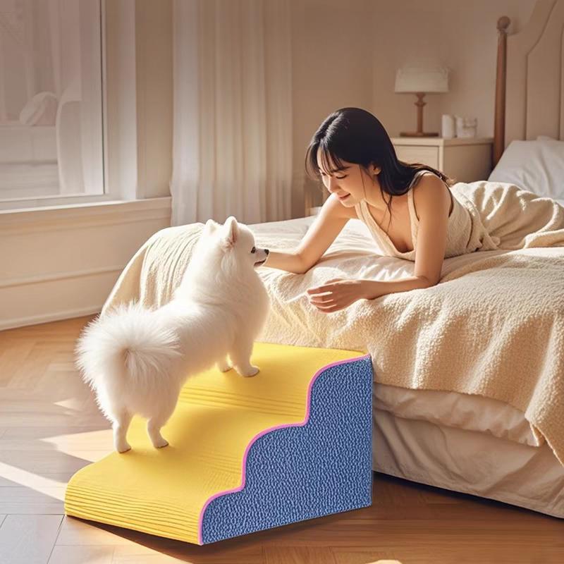 3/4/5 Puppy Stairs Foam Pet Secure Stairs Ramps Non-Slip Ladder Dogs Pets Protect Older Dogs Pet with Joint Pain Sofa Bed Ladde