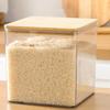 Large Square Flour Sugar Storage Container Airtight Plastic Food Jar with Wooden Lid for Flour Sugar Cookies Rice Coffee Beans Kitchen Pantry