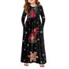 Girls' Maxi Dress - Long Sleeve Pocket Dress Christmas Day