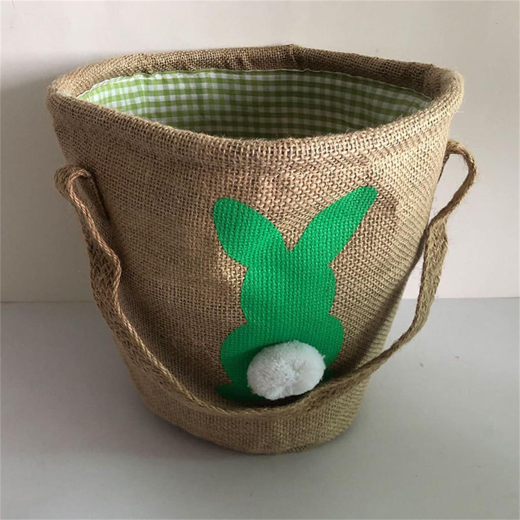 Easter Basket Holiday Bunny Printed Canvas Gift Carry Eggs Candy Bag