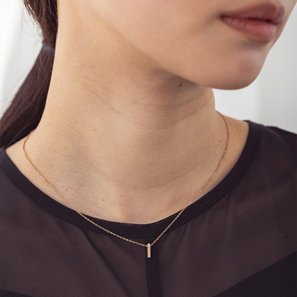 [mico.lor] Stainless Steel Necklace (111) Stick CZ Pendant, Surgical Stainless Steel 316L, Hypoallergenic, for Men and Women, Gold