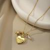 Stylish Two-sided Heart Necklace Pendant In Premium Stainless Steel Perfect For Fashionable Women And Moms