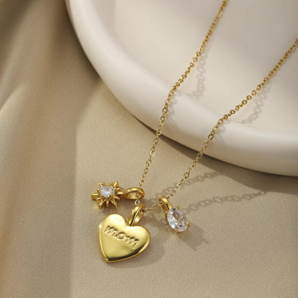 Stylish Two-sided Heart Necklace Pendant In Premium Stainless Steel Perfect For Fashionable Women And Moms