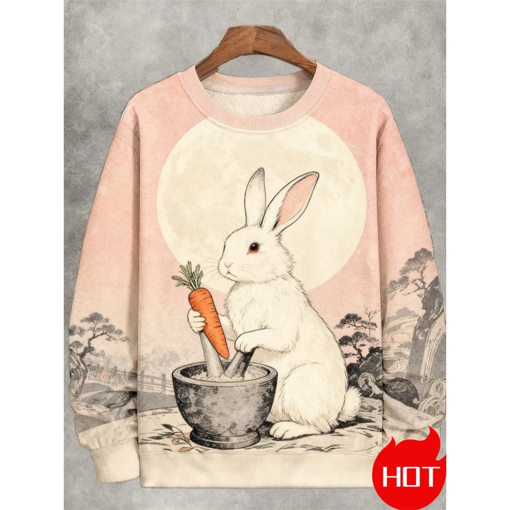 Spring Autumn Sweatshirt Pullover Women Casual Japanese Art Animal 3D Printed O Neck Long Sleeve Hoodies Unisex Pullovers