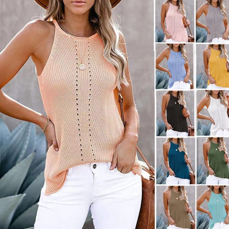 2026 Summer Women's New Style European and American Loose Halter Vest Knitted Beach Women