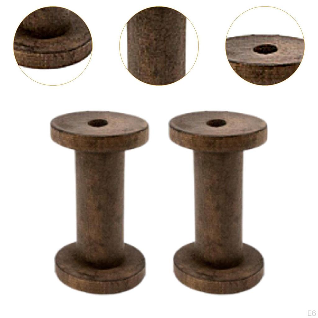 2 Pieces Empty Wooden Spools, 7.9 Cm.