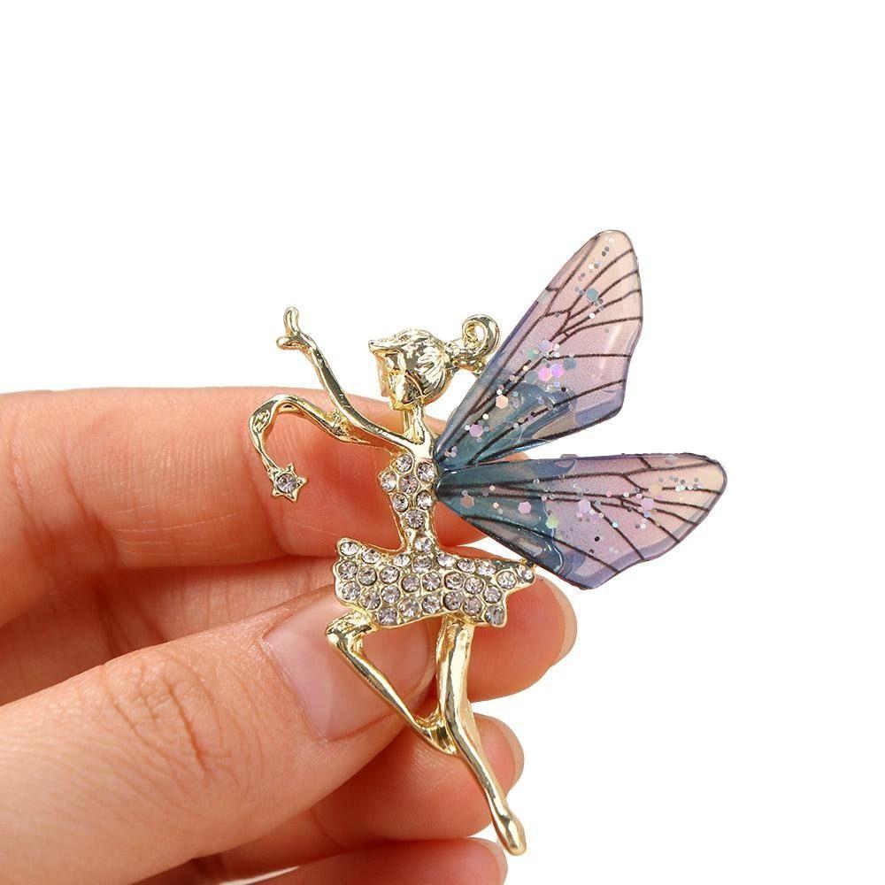 Clothes Accessories Dancing Girl Brooch Metal Women's Brooch Transparent Wings Brooch Party Favors