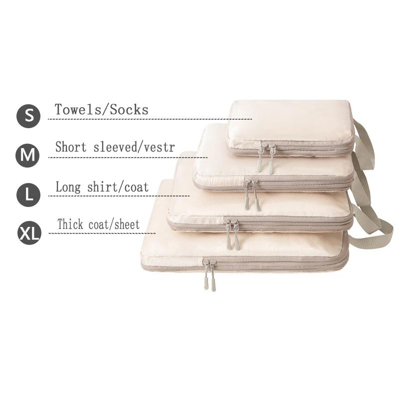 4pcs Travel Compression Storage Bag, Toiletries and Cosmetics Storage Bag, Clothes, Shoes, Luggage Storage Bag