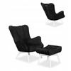 Vika Scandinavian Armchair with Footrest, Pouffe, Profiled, Family Meble, Black