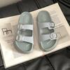 European matte one-word belt buckle platform muffin open-toed sandals summer care beach outer slippers Boken shoes women