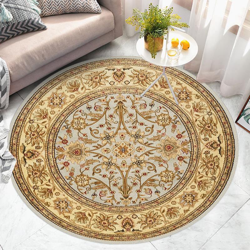 National Style Circular Living Room Carpet Bedroom Bedside Mat Dressing Table Computer Chair Floor Mat