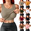 Women’s Seamless Scoop Neck Sleeveless Tank Top with Built-In Bra Removable Pads Wirefree Stretchy Basic Layering Shirt for Daily Wear