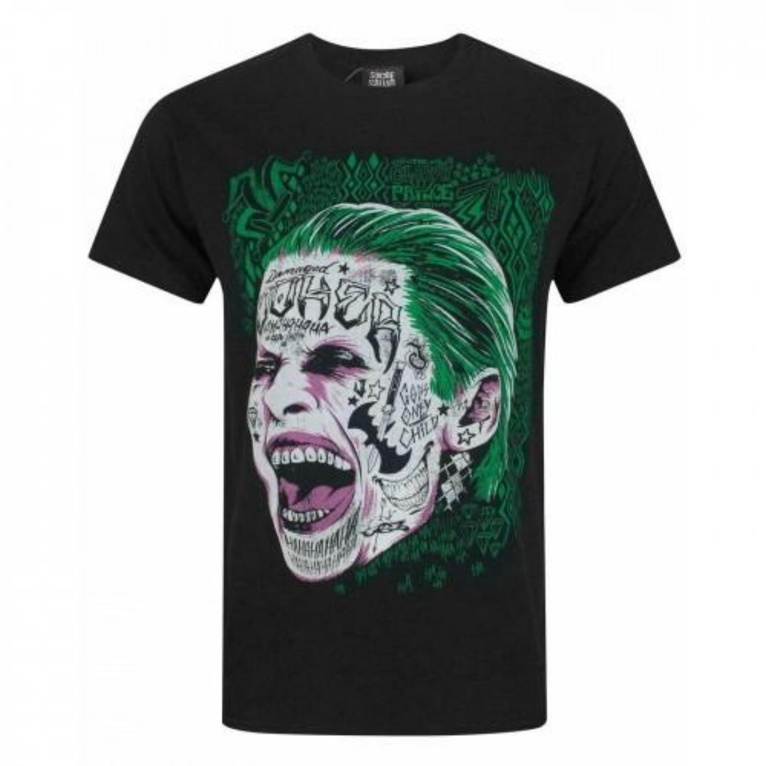 Suicide Squad Mens The Joker Face T-Shirt S чёрный