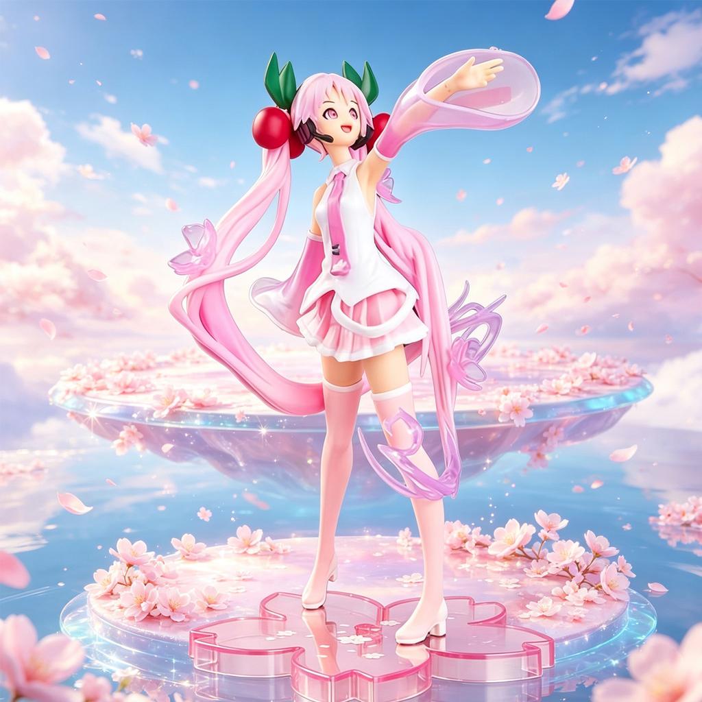 Sakura Hatsune Miku Cherry Blossom Ver. Anime Figure – Pink Miku Statue, PVC Collectible Model with Sakura Base