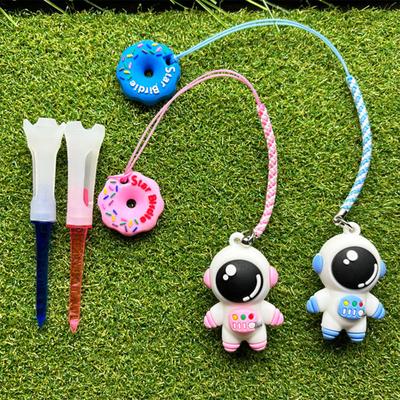 Plastic Anti Lost Golf Tee Hanger Cartoon Astronaut Golf Tee Ring with Strap for Men Women Loss Prevention Tee Holder for Golf Enthusiasts
