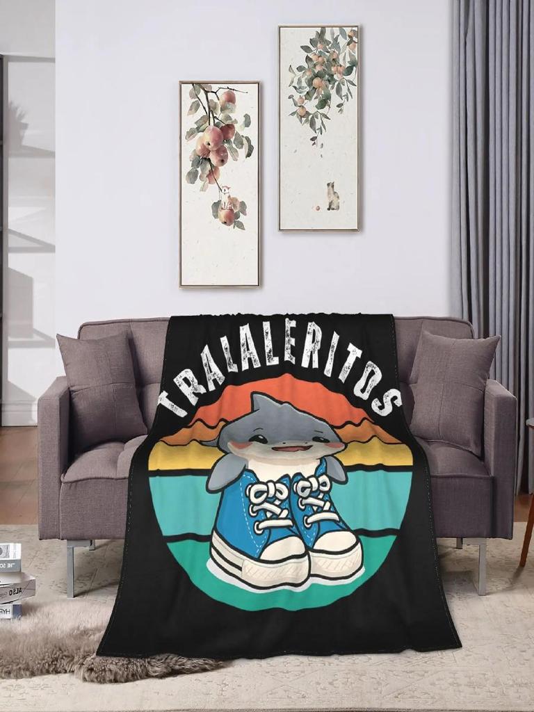Tralaleritos Funny Italian Brainrot Meme Retro Sunset Blanket Warm Soft Throw for Couch Chair Sofa Bed Kids Autumn Decor