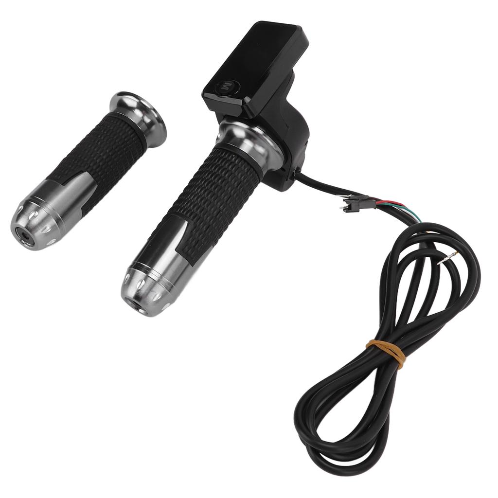 1 Pair Aluminum Throttle Grip LCD Screen Twist Throttle Accelerator Handle Grips with Cable and Key Knock for Electric
