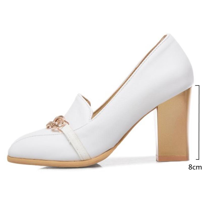 Fashion Elegant High Heels Women Pumps Shoes Spring Brand Black White Heeled Party Office Shoes Luxury Chain Casual Dress Pumps Big Size