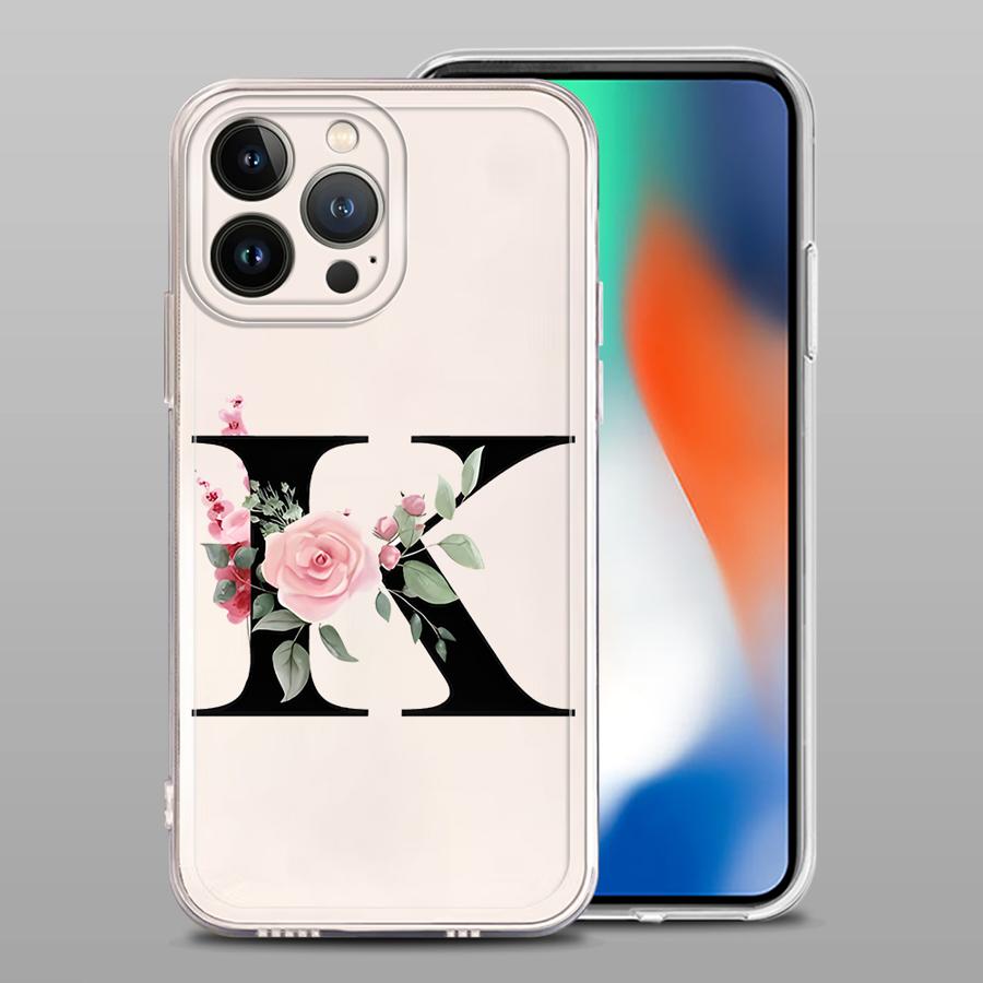 

Чехол для iPhone 17 Pro Max 13 Pro Air XS Max 7 8 11 12 Mini 15 14 Plus 16 XR Мягкий чехол для телефона Цветочные буквы iPhone 16e