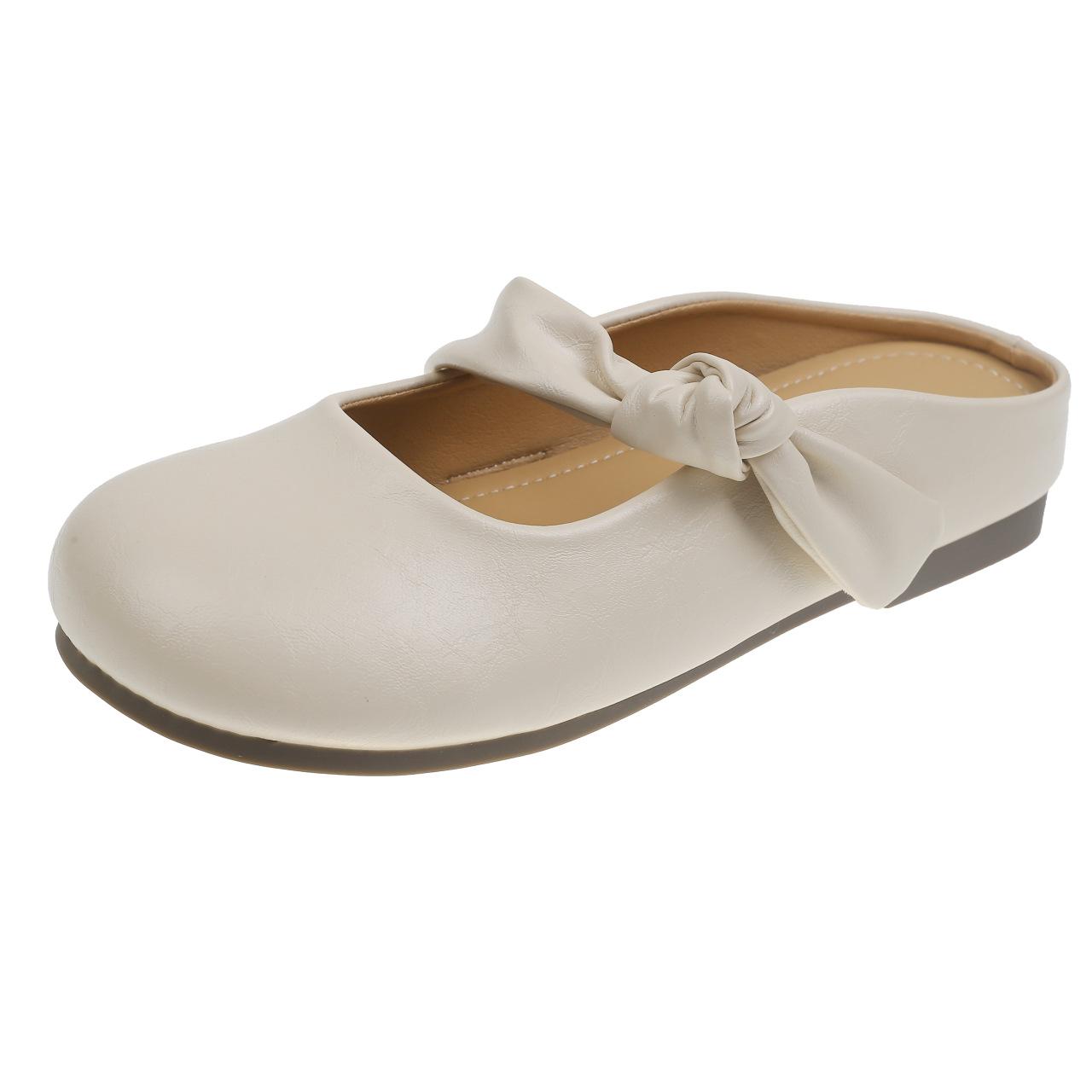 

Французские повседневные тапочки женские летние 2024 года, новая верхняя одежда с мягкой подошвой, ленивые туфли с полуподдержкой на одну ногу, классные тапочки 40 бежевый